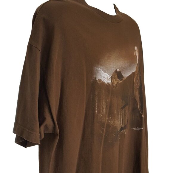 Lost Creek Outfitters Men's Shirt 2XL Eagles Brown Short Sleeve 100% Cotton Vtg - Picture 5 of 9